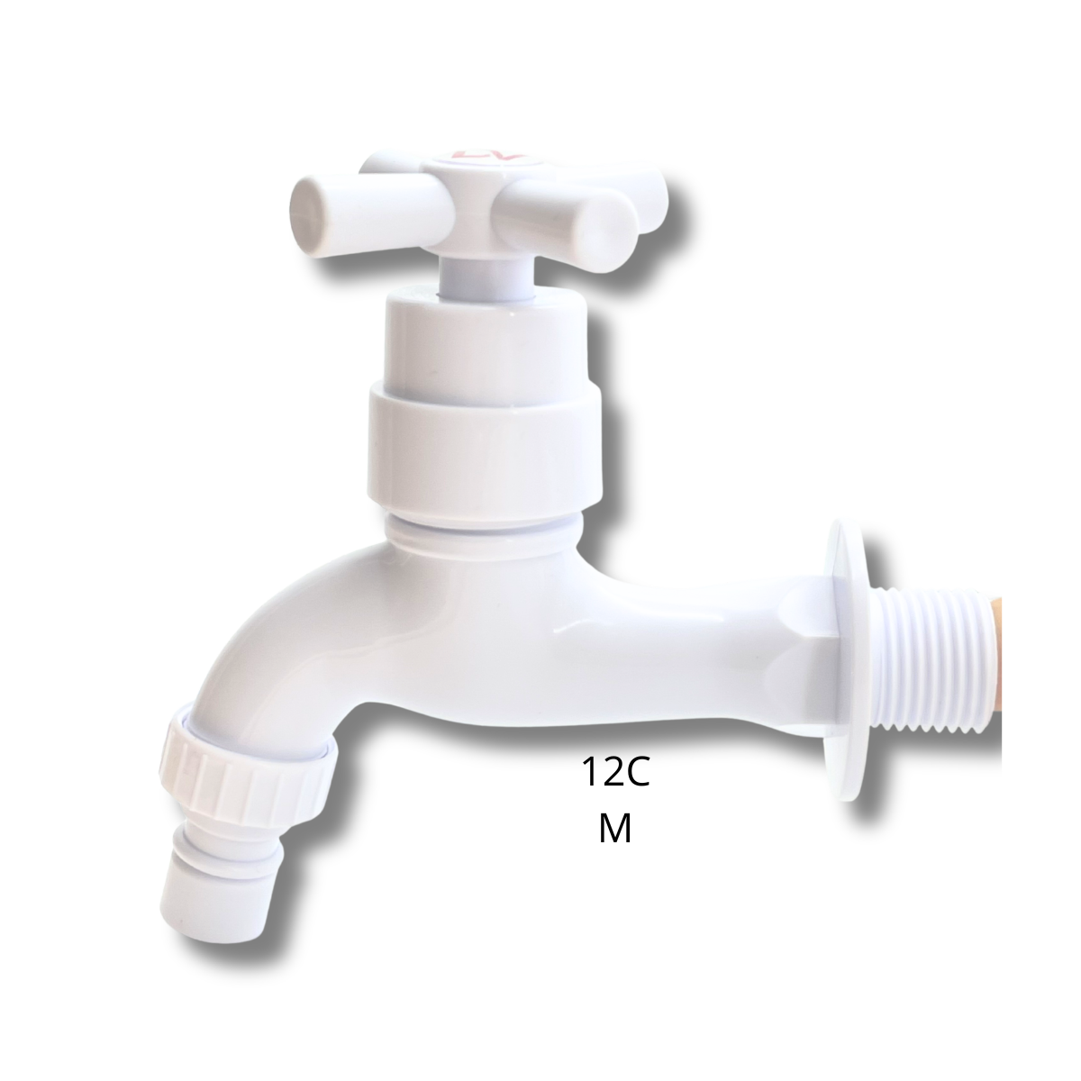 CANILLA DE JARDÍN CROMADA PICO 12CM - LLAVE TIPO CRUZ