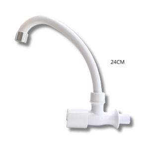 CANILLA DE PARED BLANCA 24CM Y LLAVE PALANCA