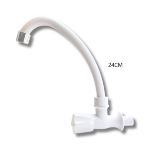 CANILLA DE PARED BLANCA 24CM MANGO TIPO PALANCA