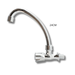 CANILLA DE PARED CROMADA 24CM PALANCA CORTA