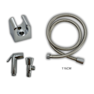 KIT DE DUCHA CROMADA CON MANGUERA Y SOPORTE 116CM